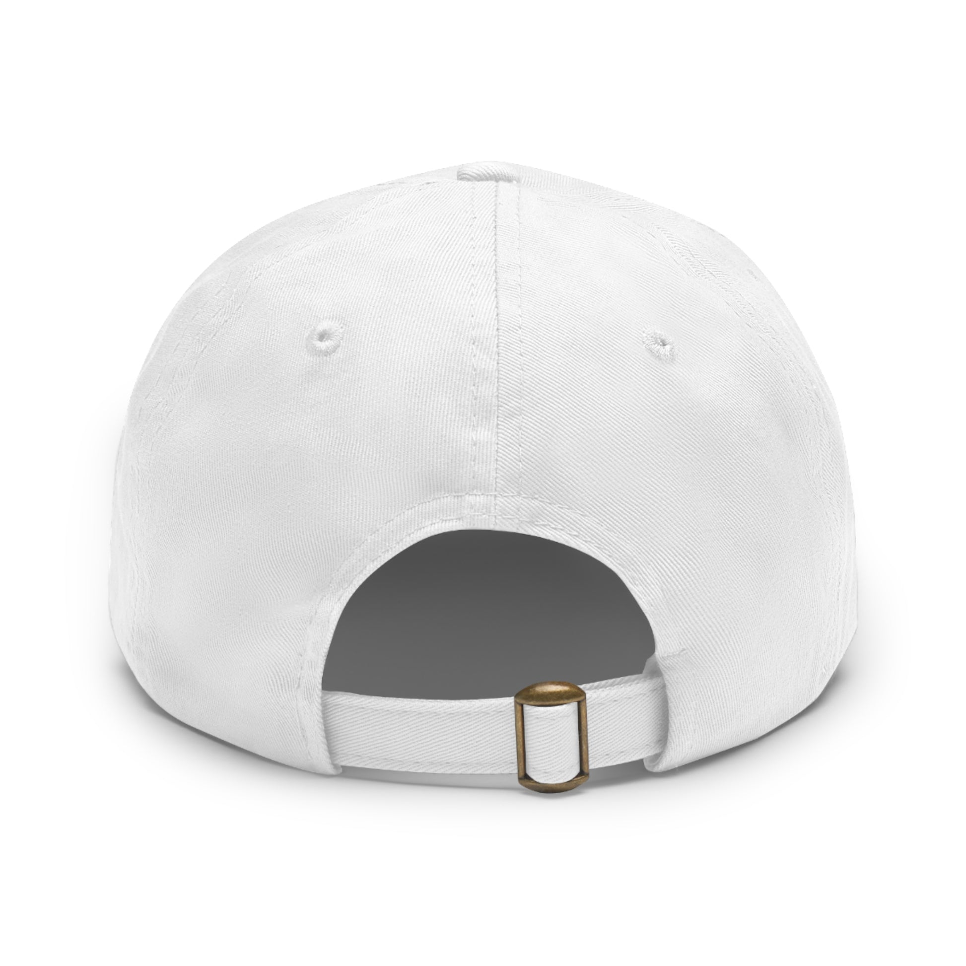 Rear View White GO BRUINS Ball Cap with Leather Patch