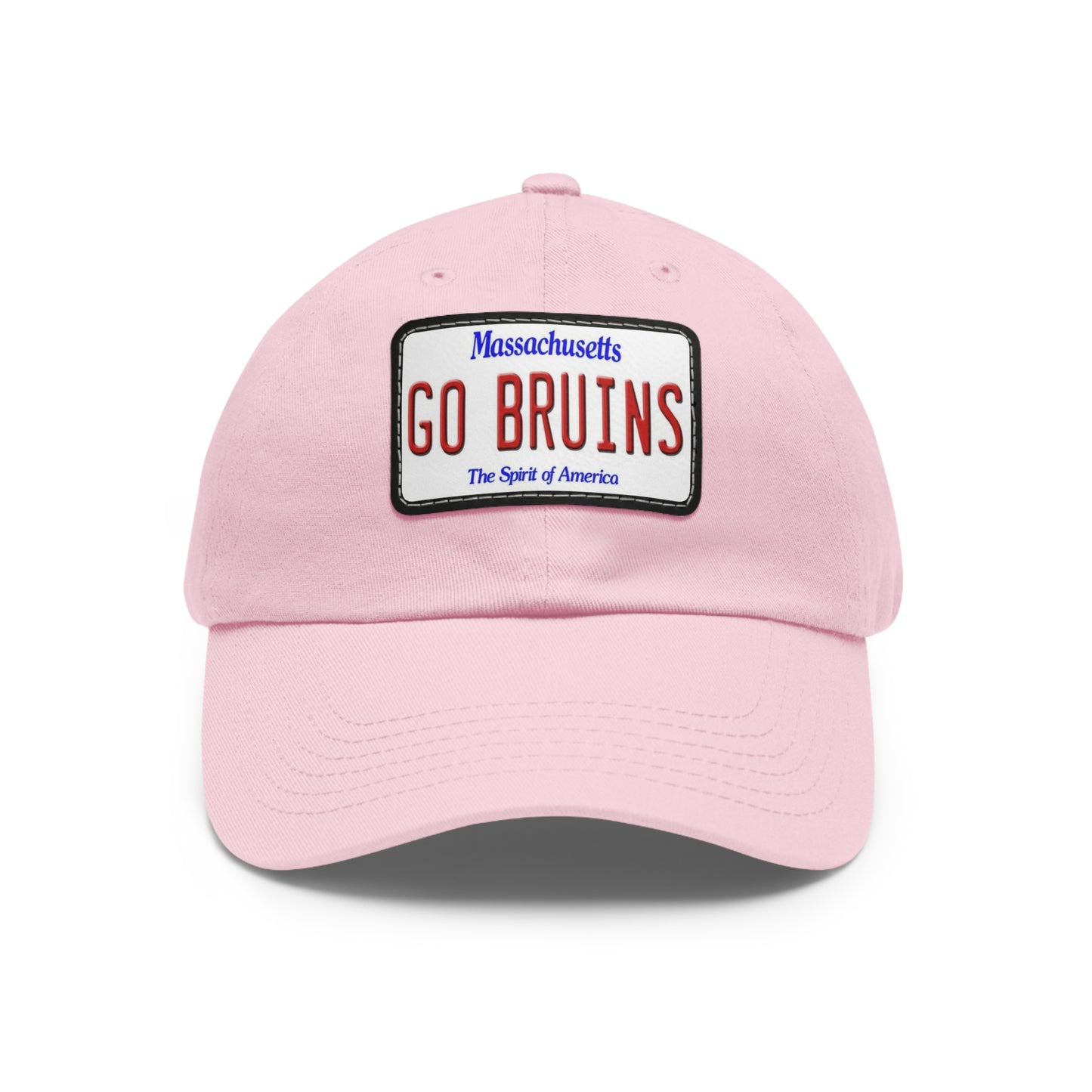Pink GO BRUINS Ball Cap with Leather Patch