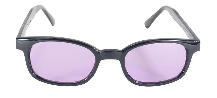 Front Head On View Sunglasses KD'S Black FRAME/LIGHT PURPLE LENS
