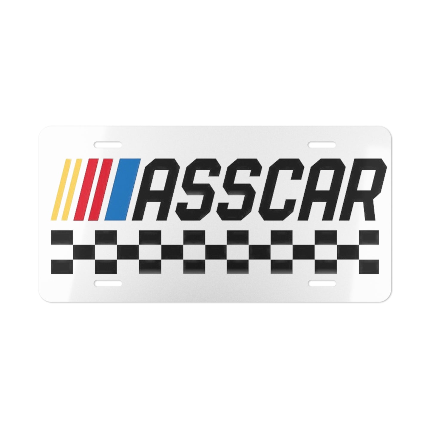 Asscar White Background Vanity License Plate