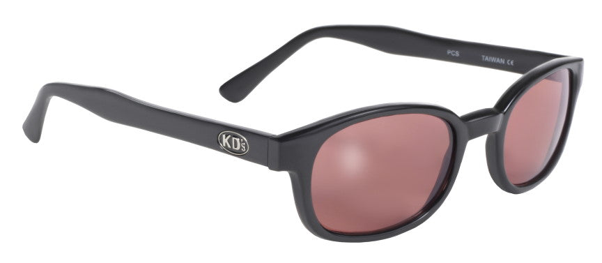 Left Front Sunglasses KD'S MATTE Black FRAME/ROSE LENS