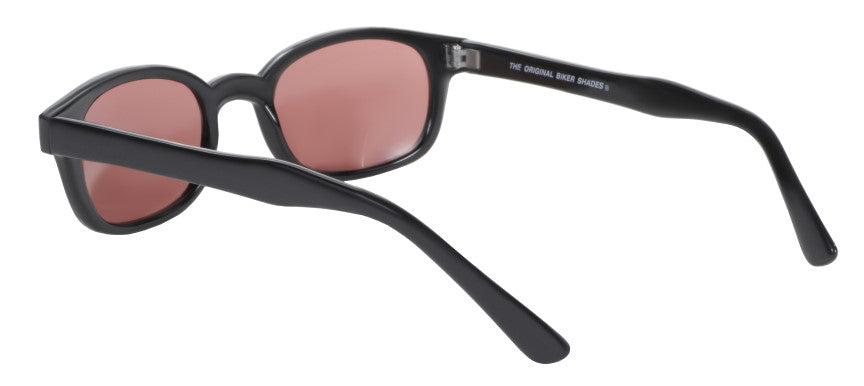 Left Angle Rear Sunglasses KD'S MATTE Black FRAME/ROSE LENS