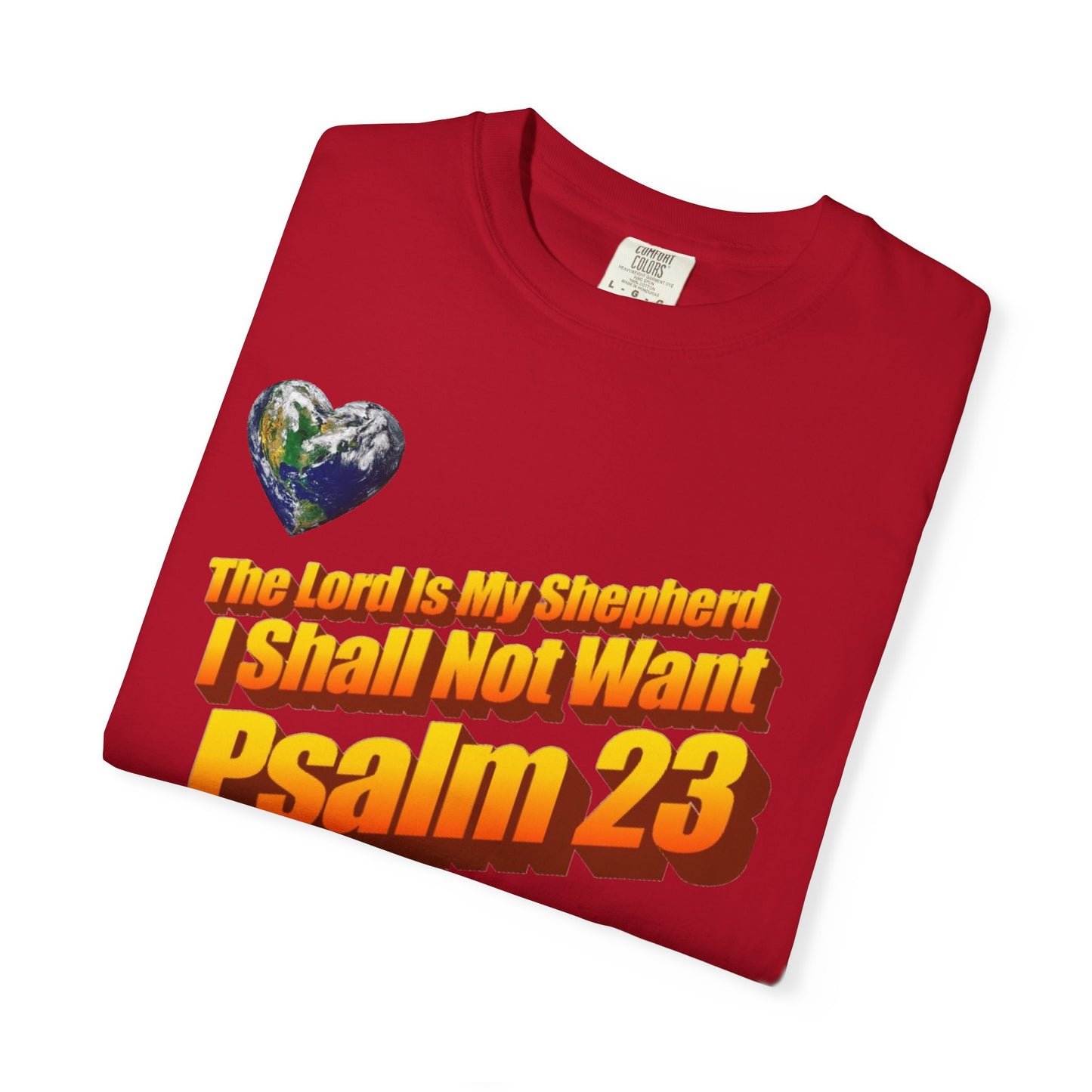 23rd Psalm Faith-Inspired Unisex T-Shirt Religious Casual Style Red