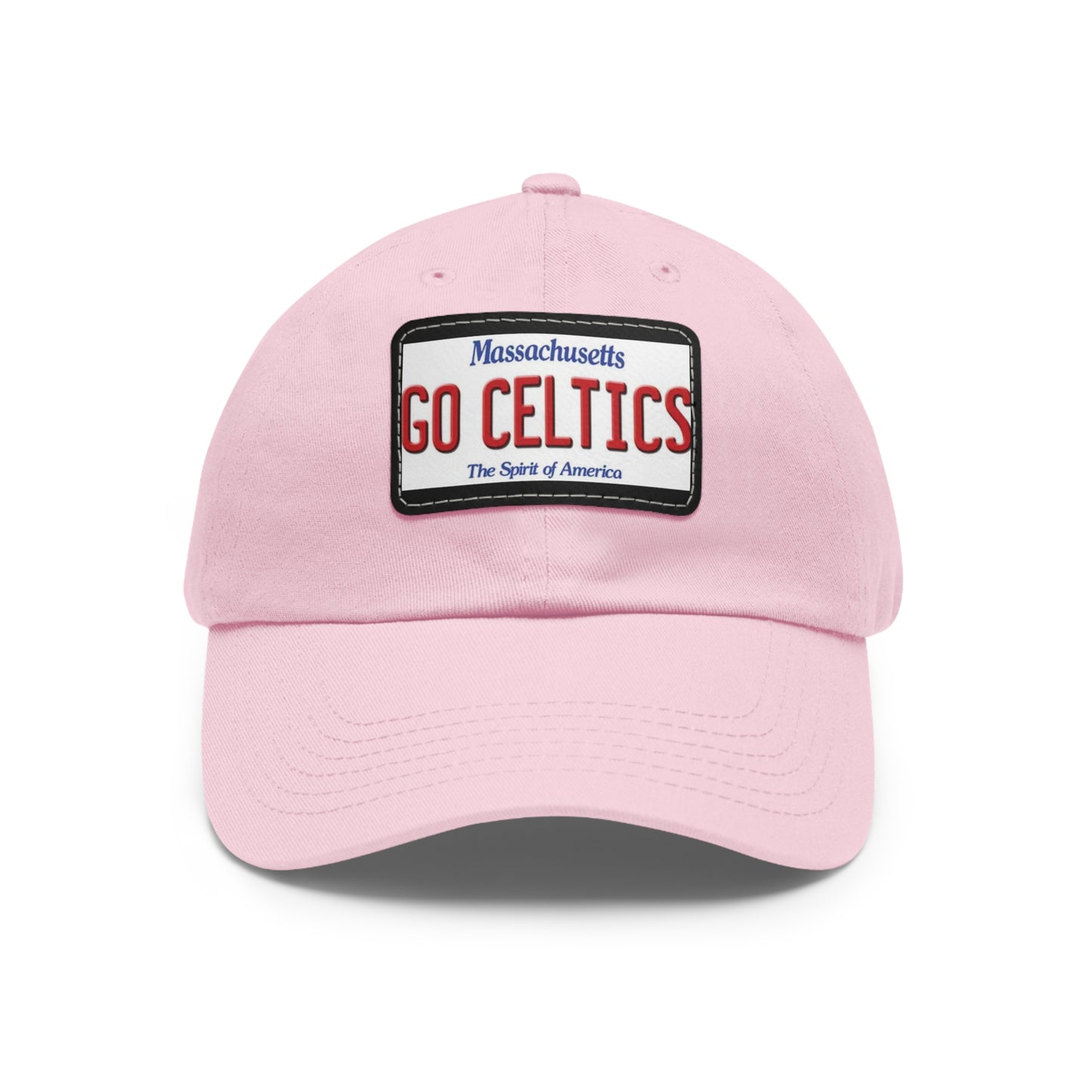 Pink Go Celtics Ball Cap Hat with Leather Patch