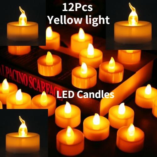 12Pcs New Battery Operated LED Tea Lights Candles Realistic and Bright Flickering Bulb Battery Operated Flameless LED Tea Light for Seasonal and Festival Celebration Home Decoration Flameless birthday Decorations Party Supplies