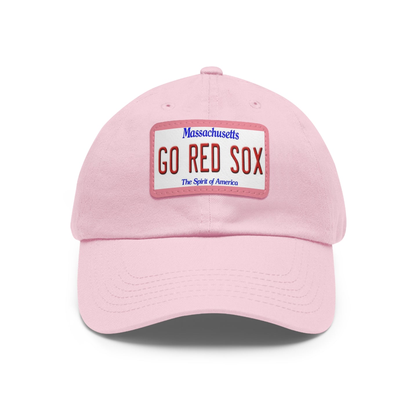 Pink Go Red Sox Baseball Hat with Leather Patch