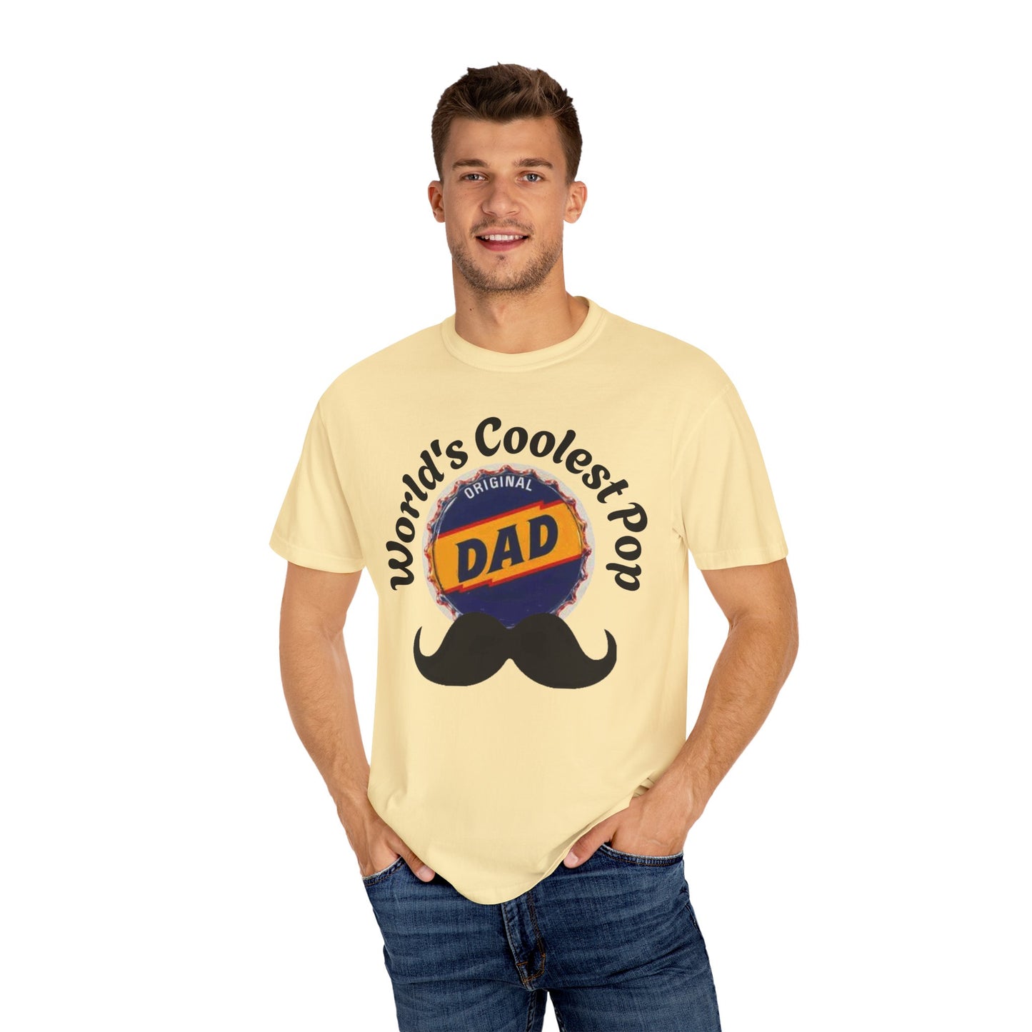T-Shirt- Worlds Coolest Pop Dads Tee Shirt on Model