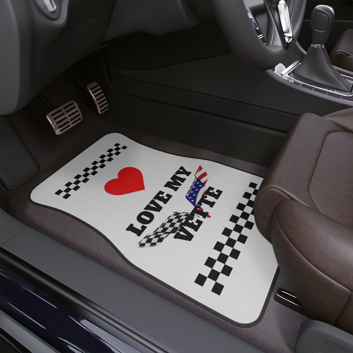 Love My Vette Corvette Car Floor Mats, 1pc