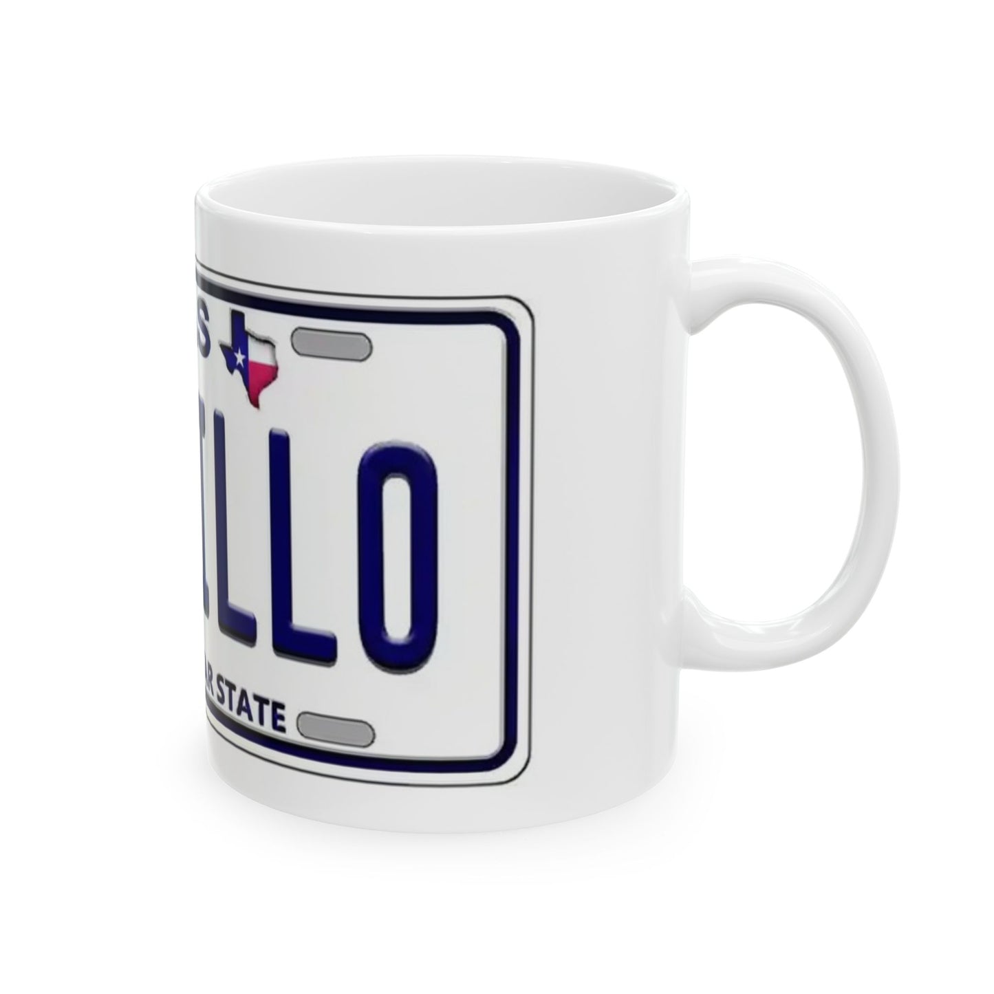 Left Side Amarillo Texas Ceramic License Plate Mug
