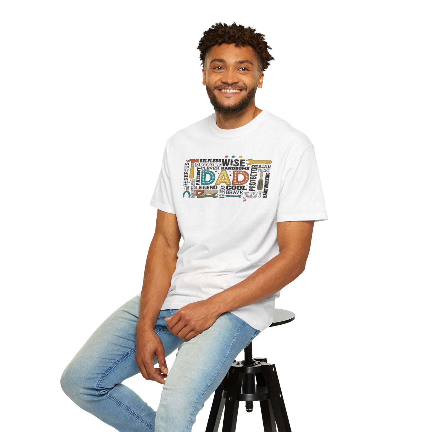 Celebrate Dad Unisex Garment-Dyed T-Shirt Modeled