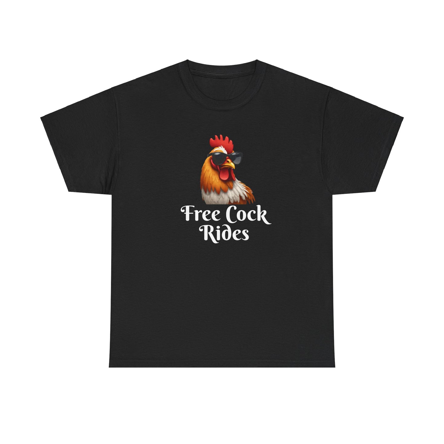 Free Cock Rides Unisex Heavy Cotton Black Tee