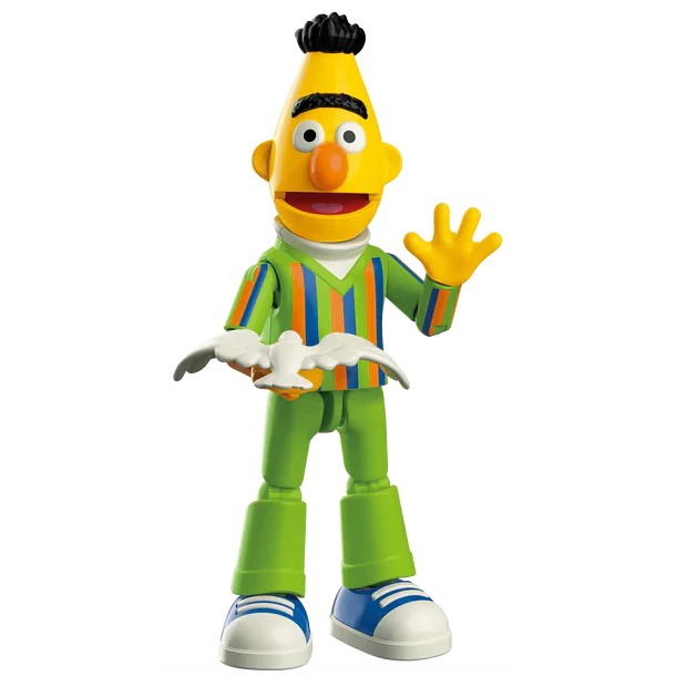Toy figure of a character from Sesame Street on a white background