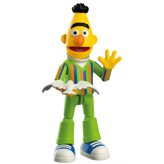 Toy figure of a character from Sesame Street on a white background