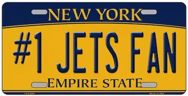 Number One Jets Fan Metal Novelty License Plate Style Sign