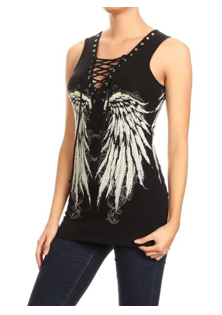 Alternate View BLACK Oversized Angel Wing Tank Top Shirt
