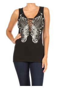 BLACK Edgy Pistol Tank Top