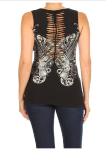 Rear View BLACK Edgy Pistol Tank Top
