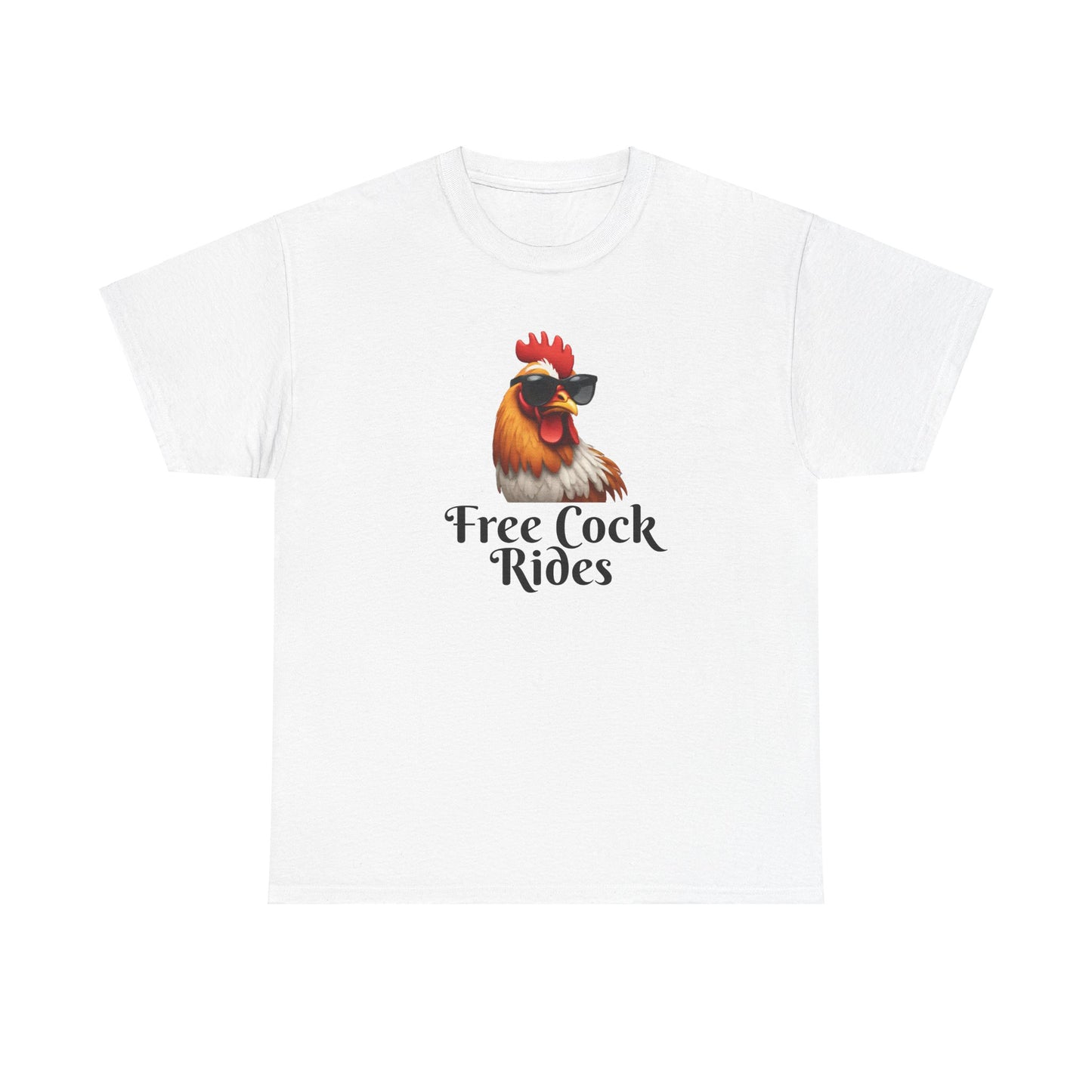 Free Cock Rides Unisex Heavy Cotton White Tee