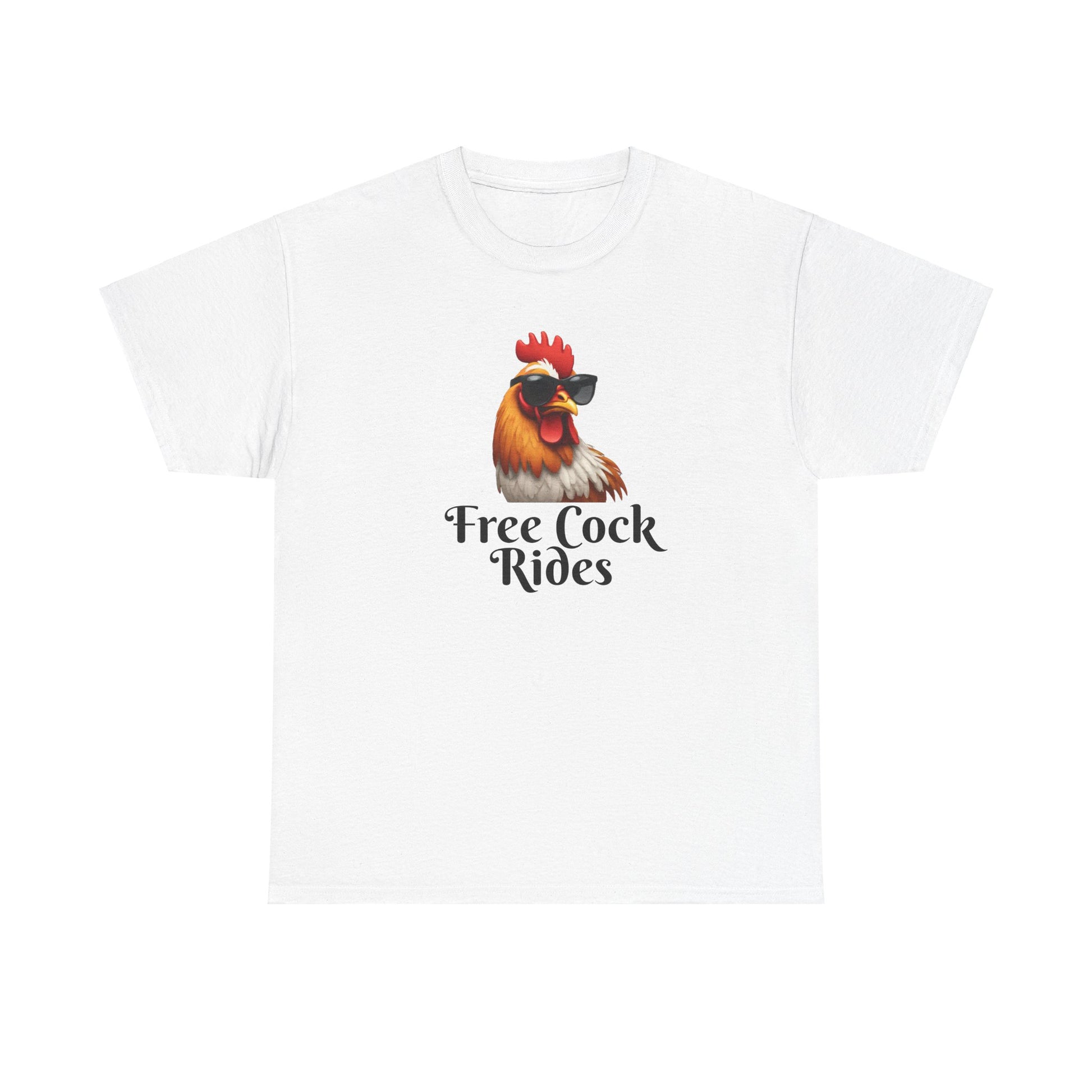 Free Cock Rides Unisex Heavy Cotton White Tee