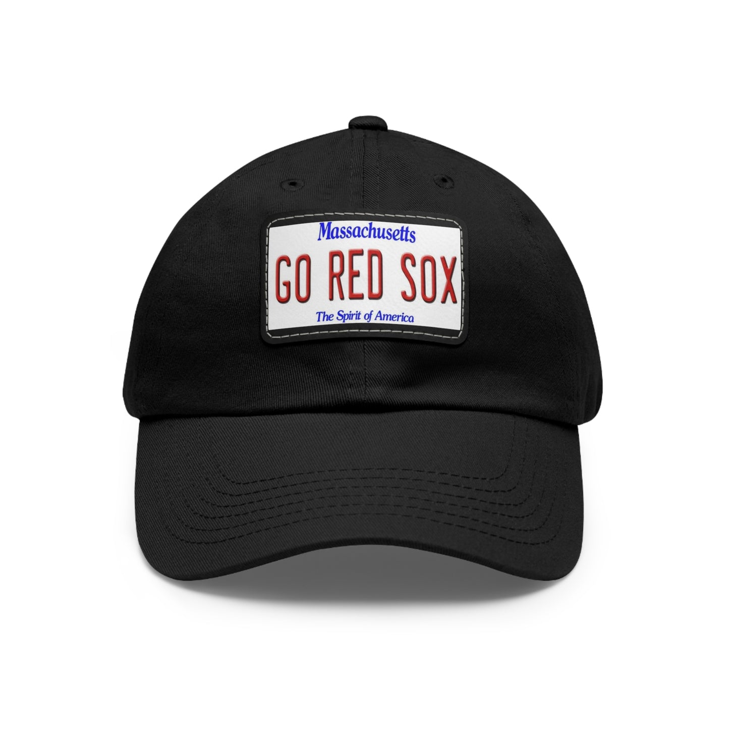 Black Go Red Sox Baseball Hat with Leather Patch