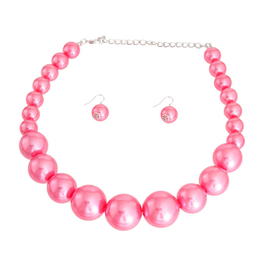 Pink Graduated Bubble Gum Pearls