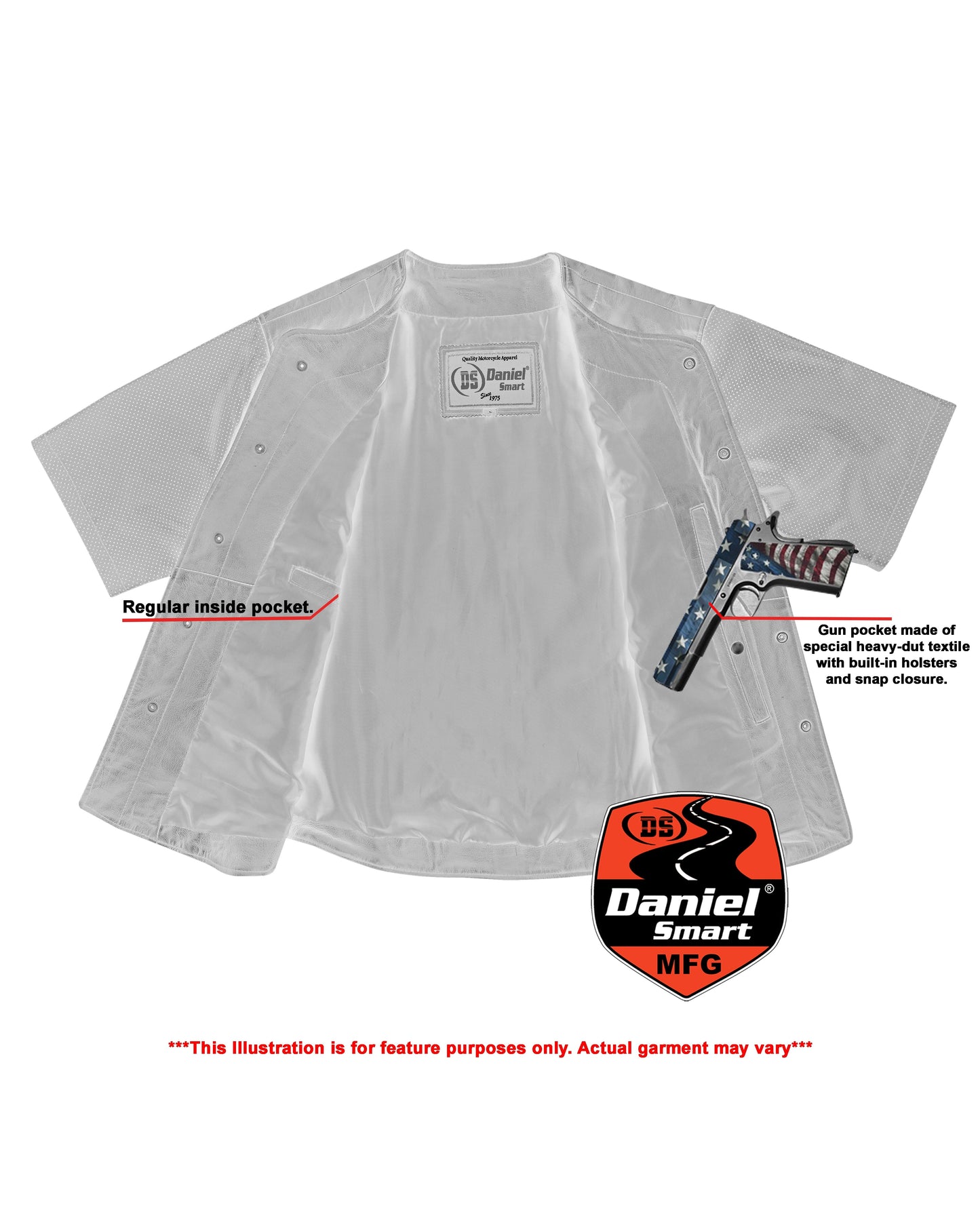 DS Men's Leather Baseball Motorcycle Shirt - Black
