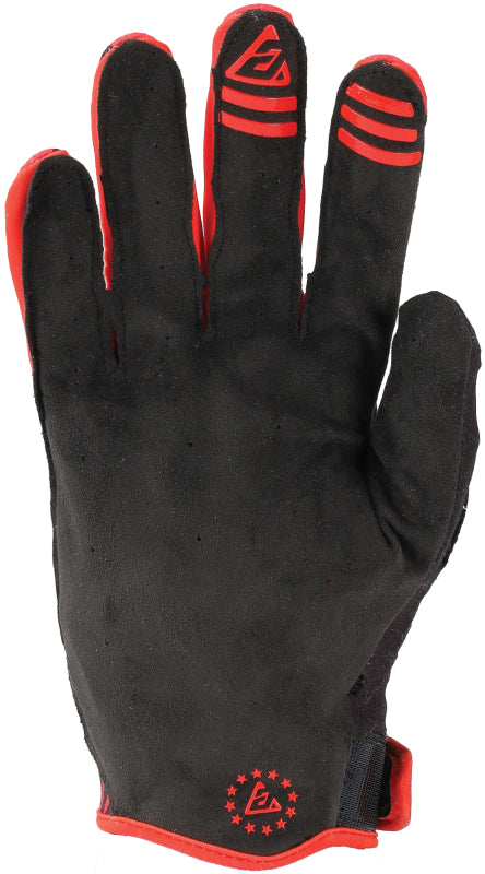 Black glove with red accents on a white background