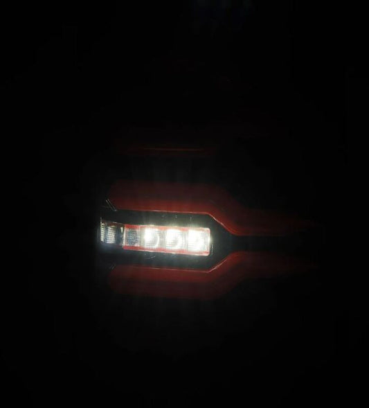 Car tailight with LED light on a dark background