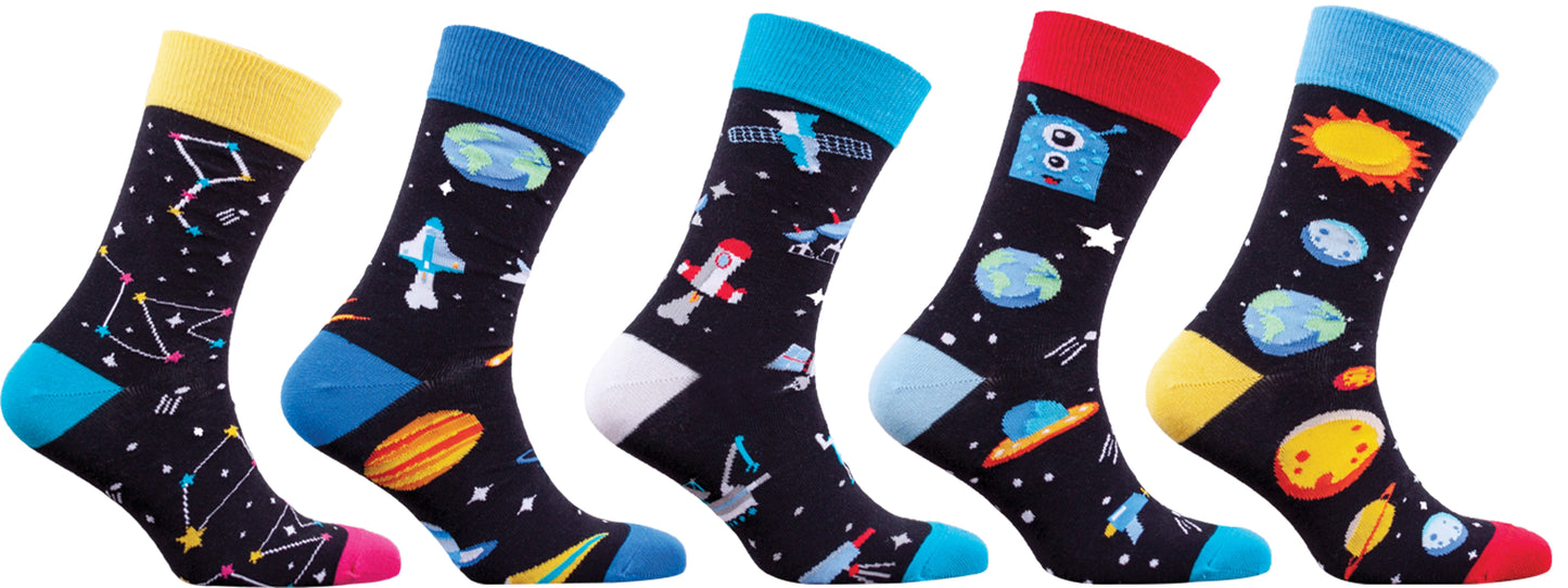 Men's Outer Space Socks 5 Pack