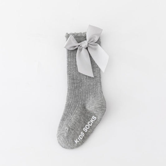 New Kids Stretchable Socks Toddlers Girls Big Bow Knee High Long Soft Cotton Lace Baby Comfortable Colorful Socks