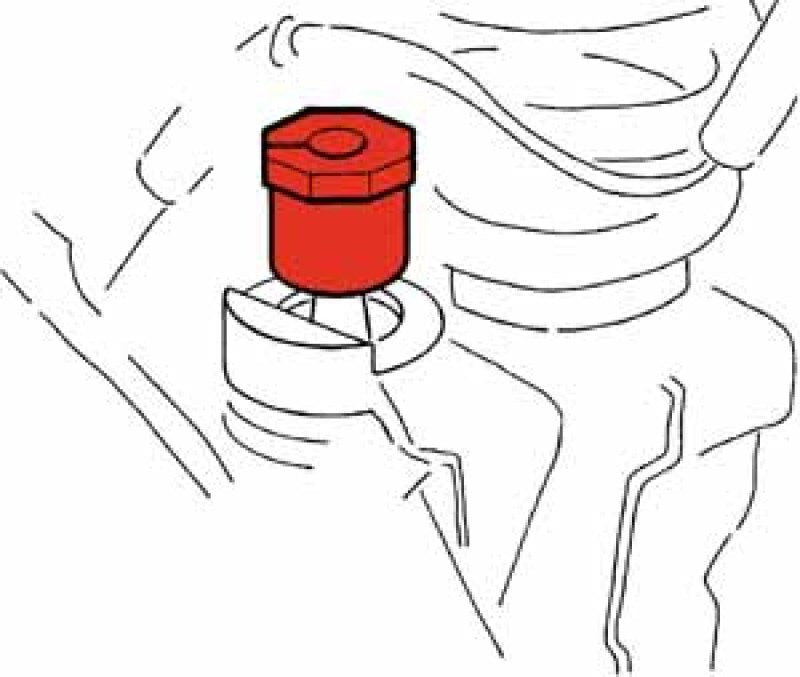 Diagram of a red valve on a white background
