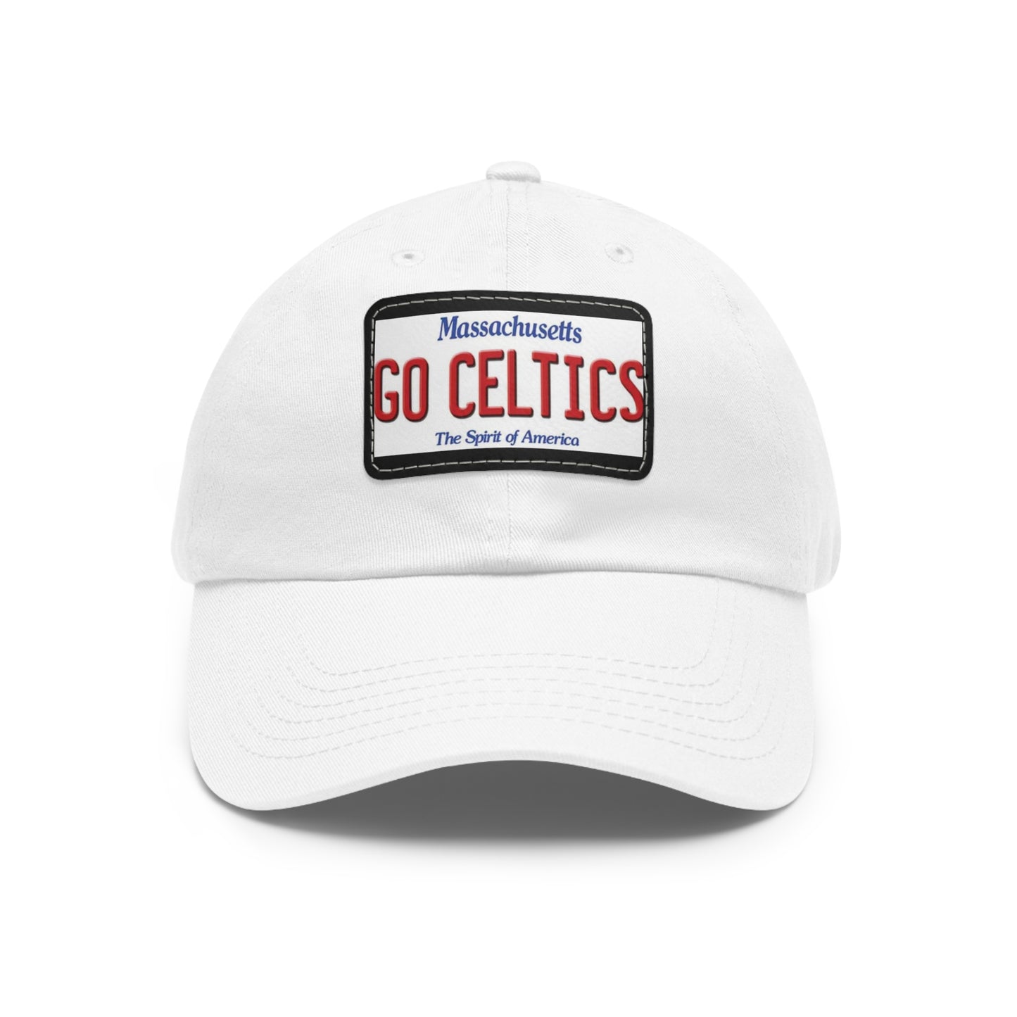 White Go Celtics Ball Cap Hat with Leather Patch