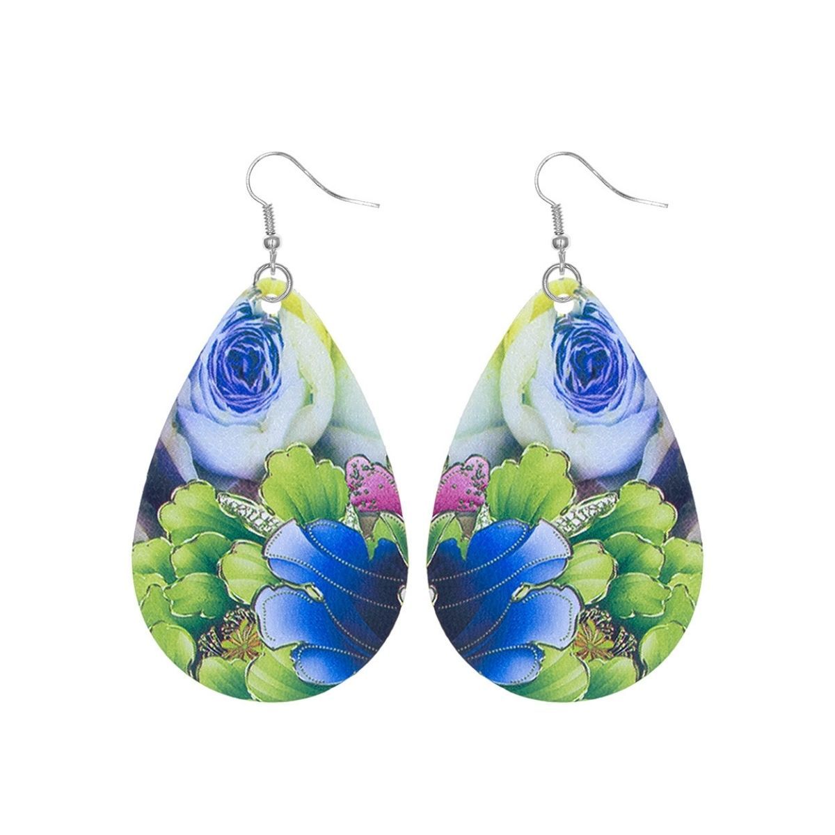 Assorted Floral Printed Teardrop Earrings