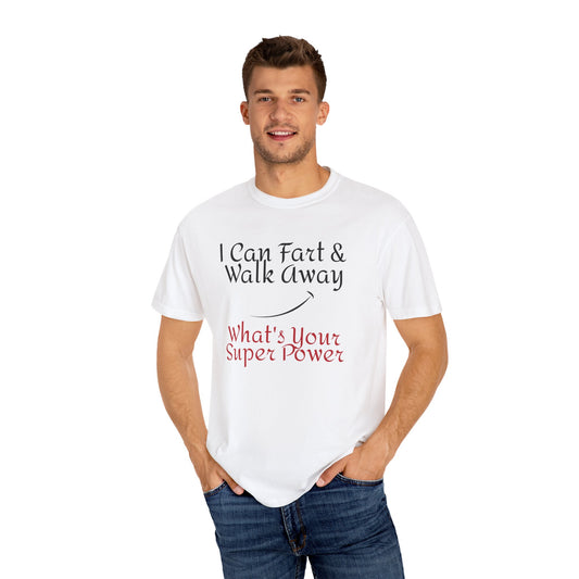 What's Your Super Power  Tee Shirt On Male Model