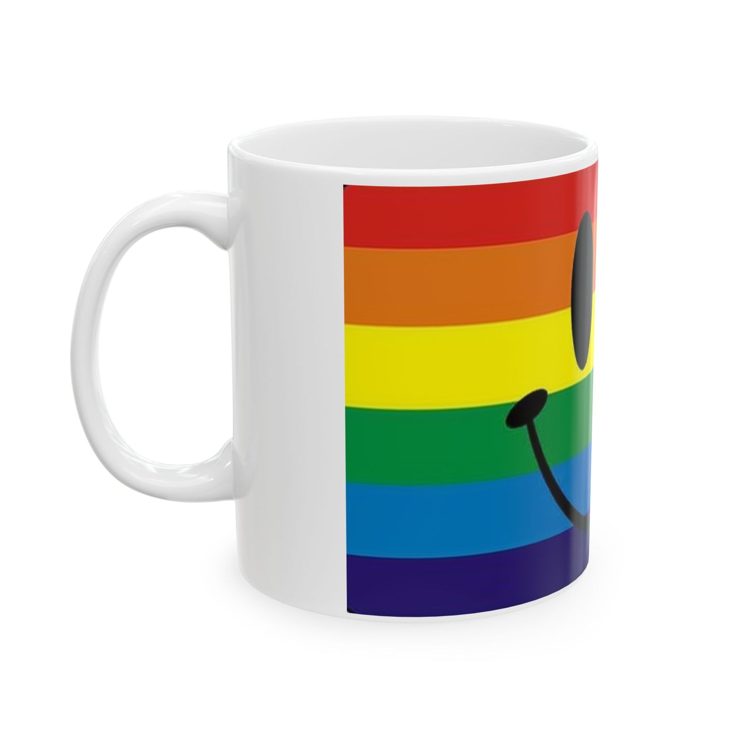 Right Side Smiley Face Rainbow 11 Oz. Ceramic Mug