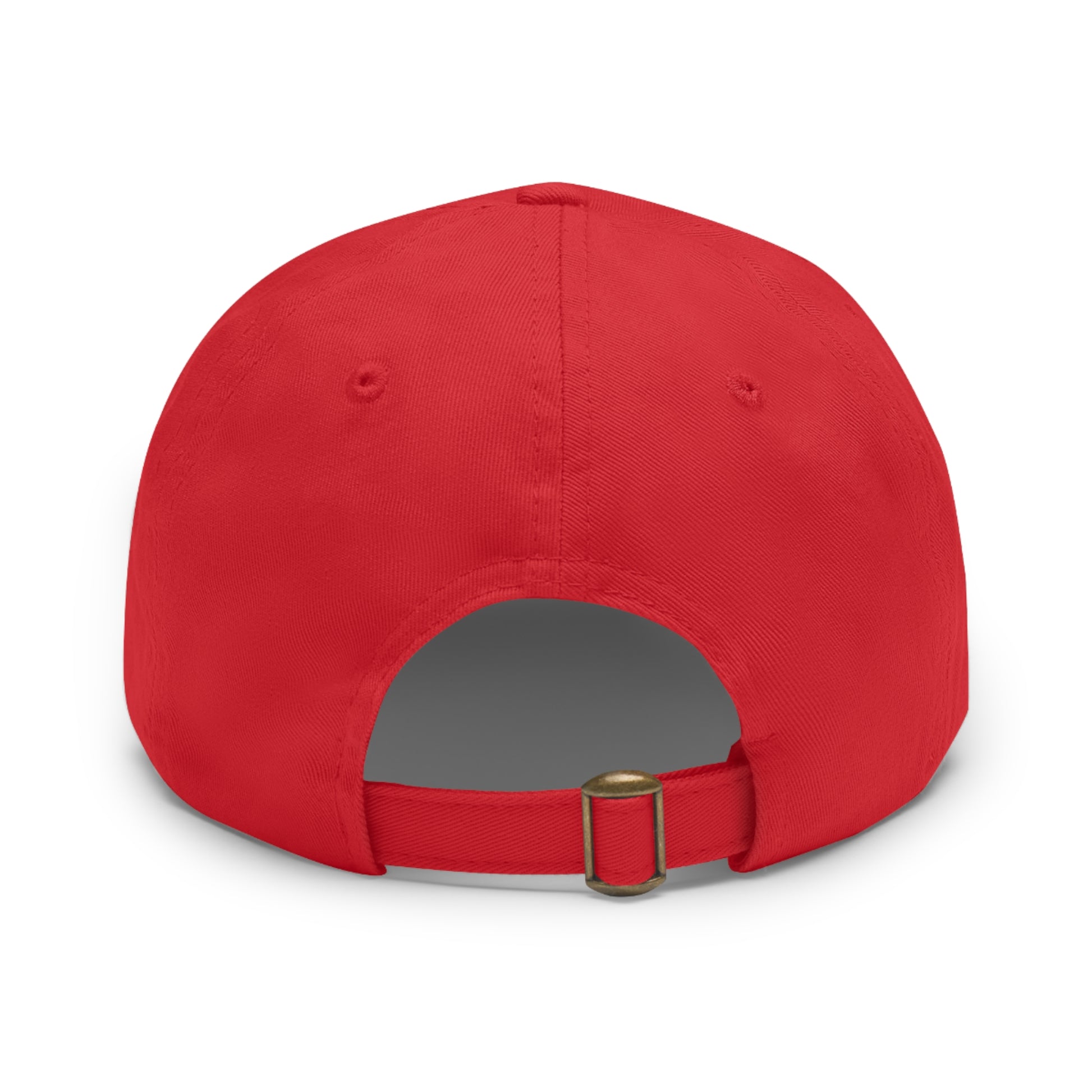 Rear View Red GO BRUINS Ball Cap with Leather Patch
