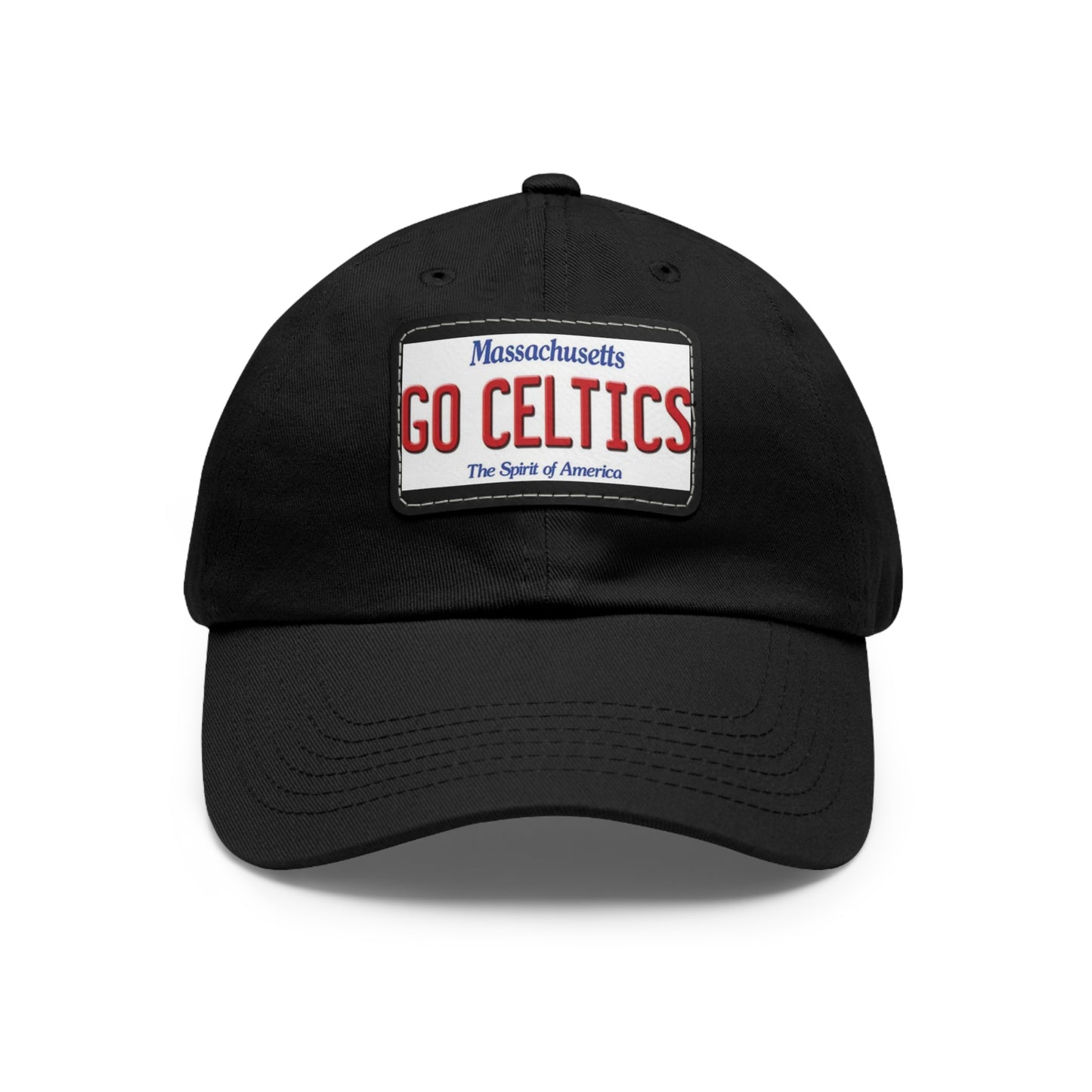 Black Go Celtics Ball Cap Hat with Leather Patch