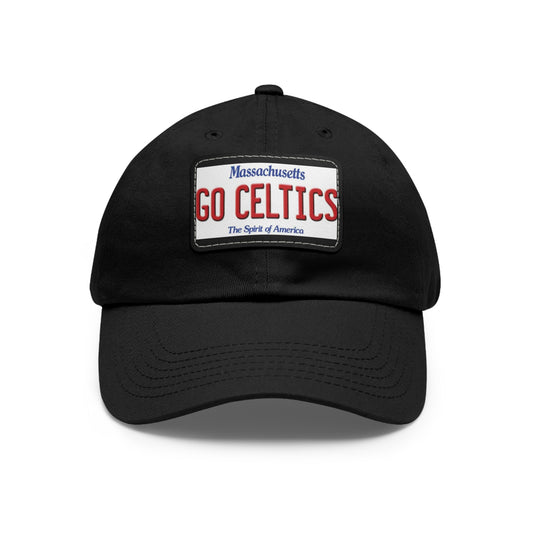 Black Go Celtics Ball Cap Hat with Leather Patch