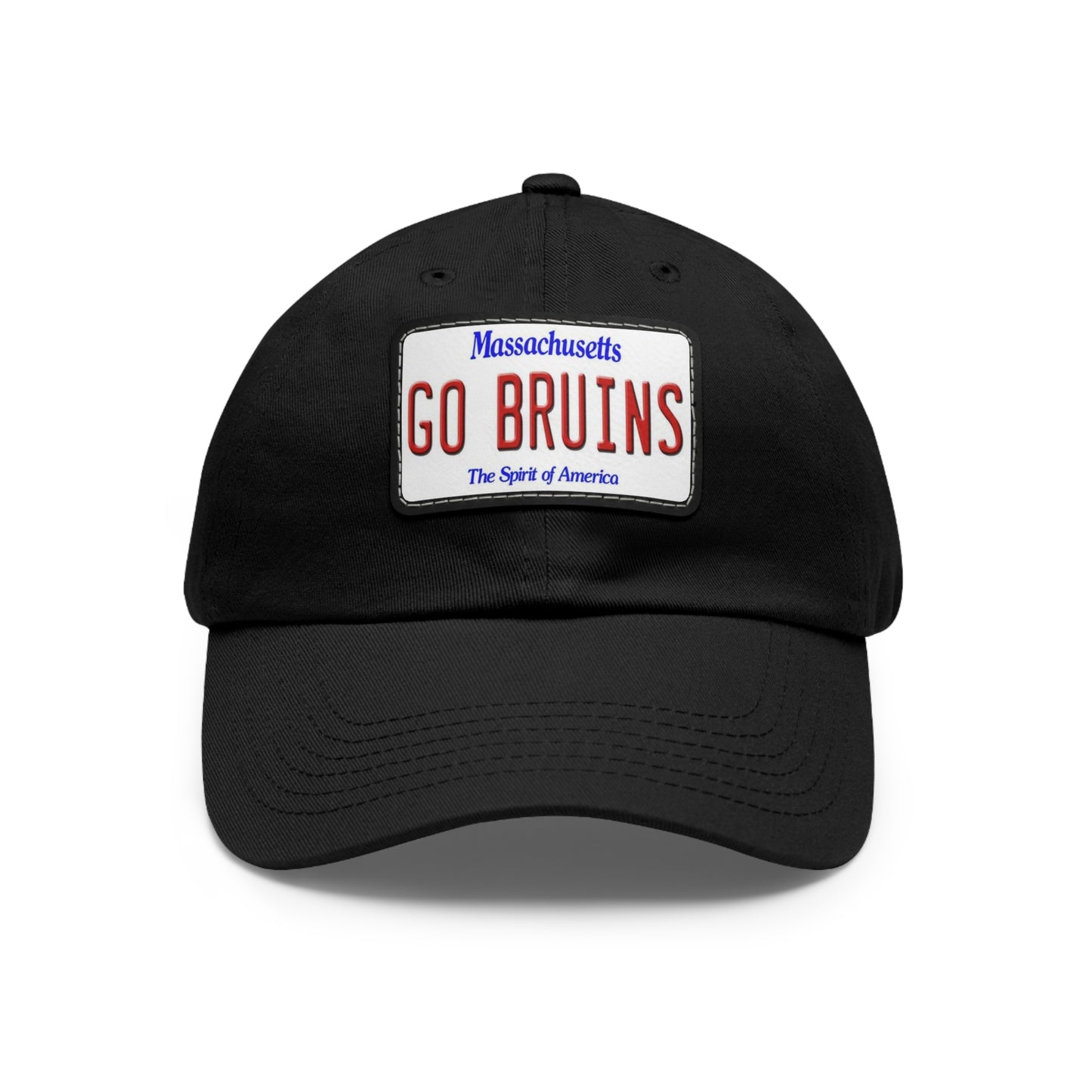 Black GO BRUINS Ball Cap with Leather Patch