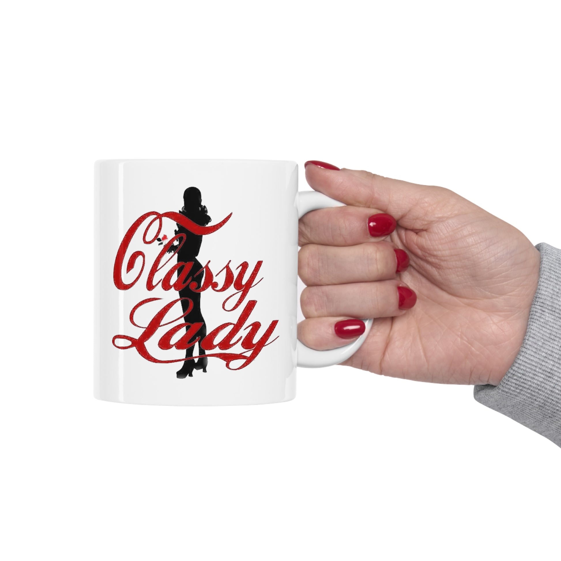 Classy Lady Holding Ceramic Mug 11oz