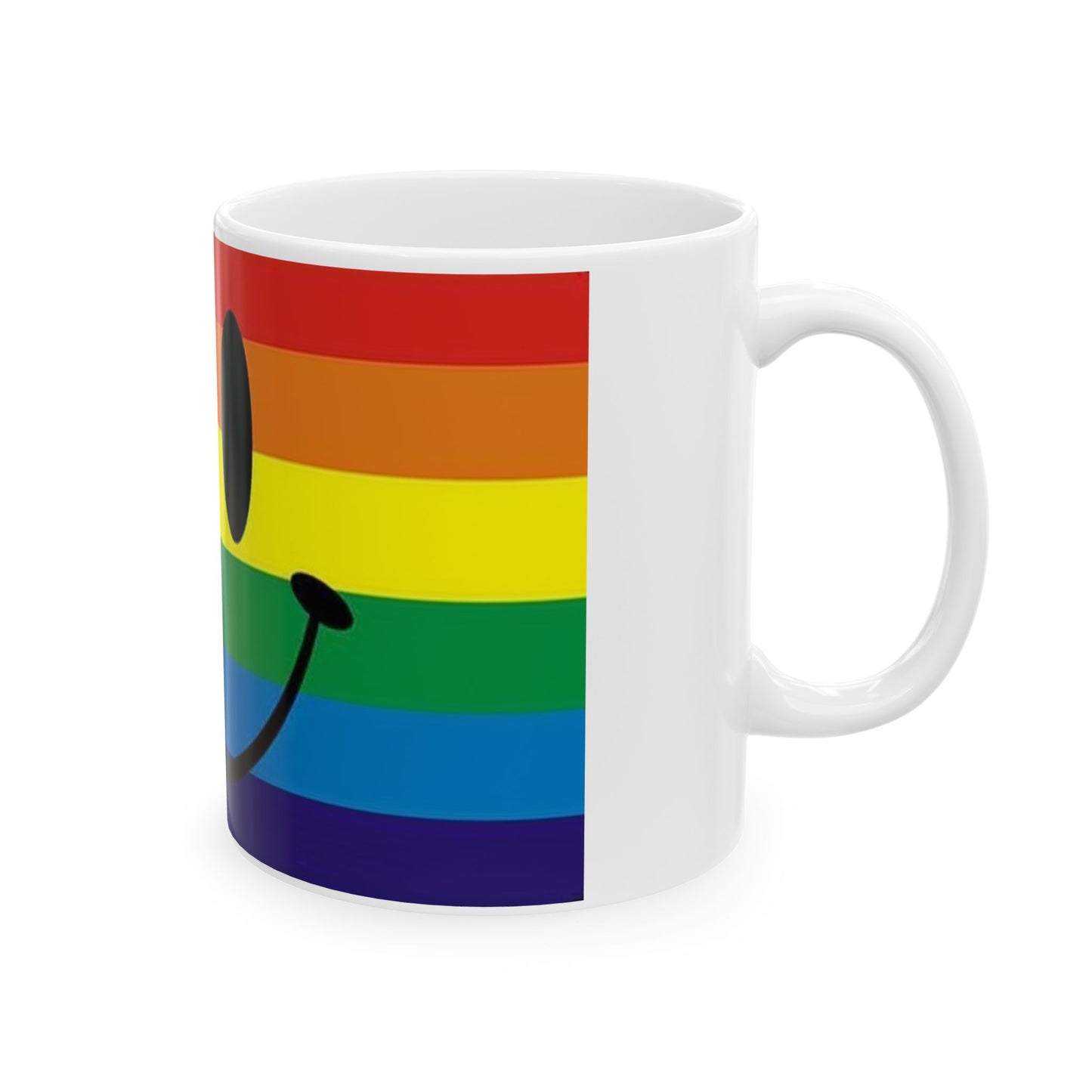 Left Side Smiley Face Rainbow 11 Oz. Ceramic Mug