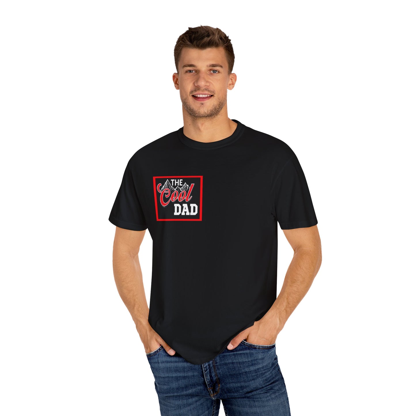 Black Cool Dad Garment-Dyed T-shirt, on Model