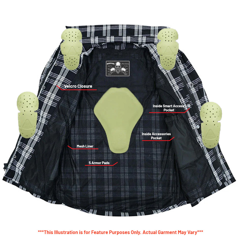 Padding Checkered Champ Men's Black and White Armored Flannel Shirt
