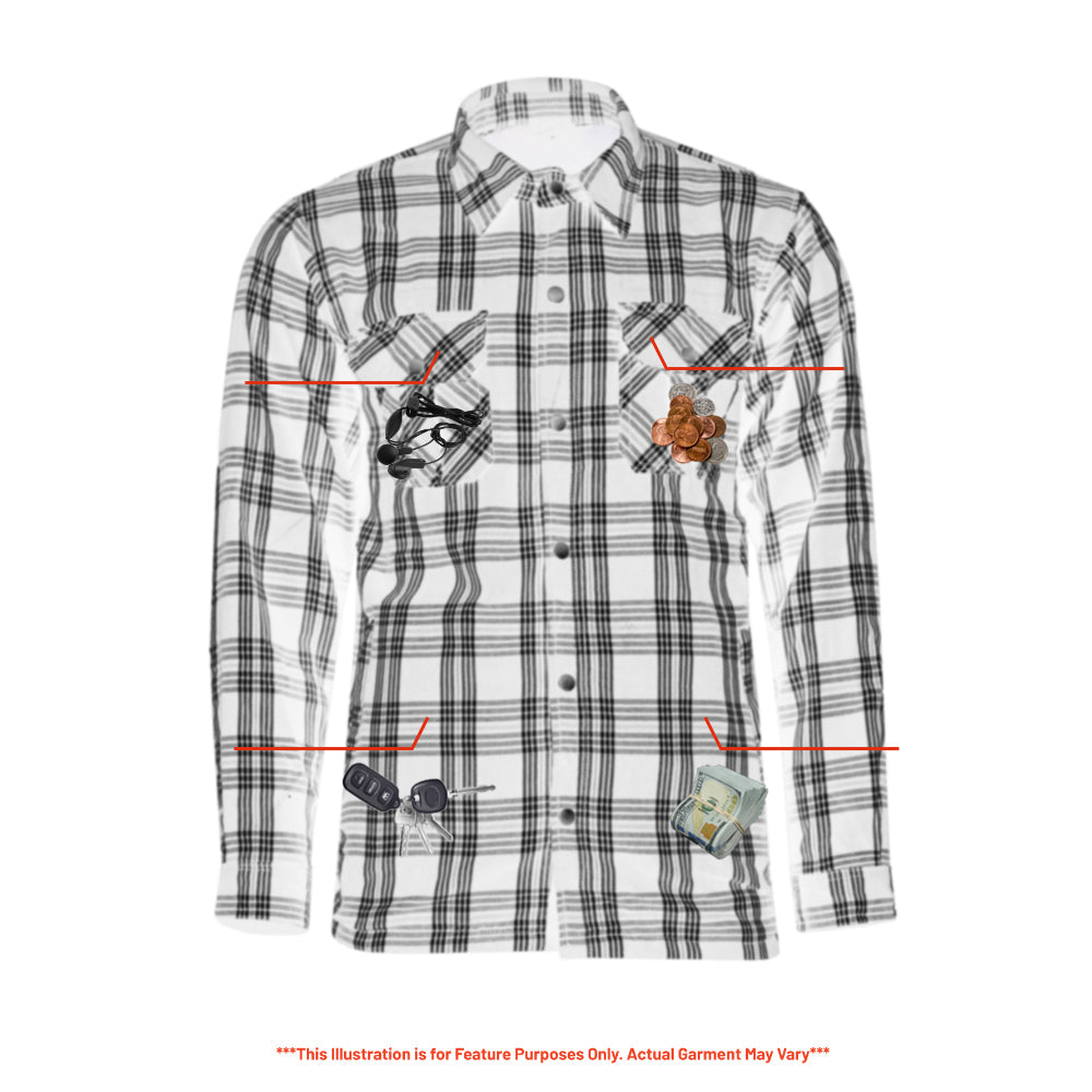 Xray View Checkered Champ Men's Black and White Armored Flannel Shirt