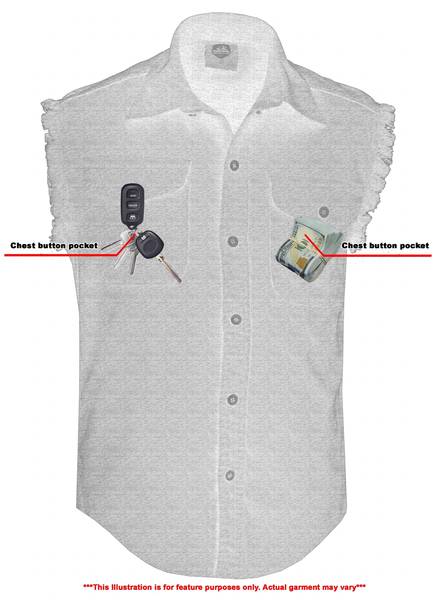 Xray View Men's Blue Lightweight Sleeveless Denim Shirt