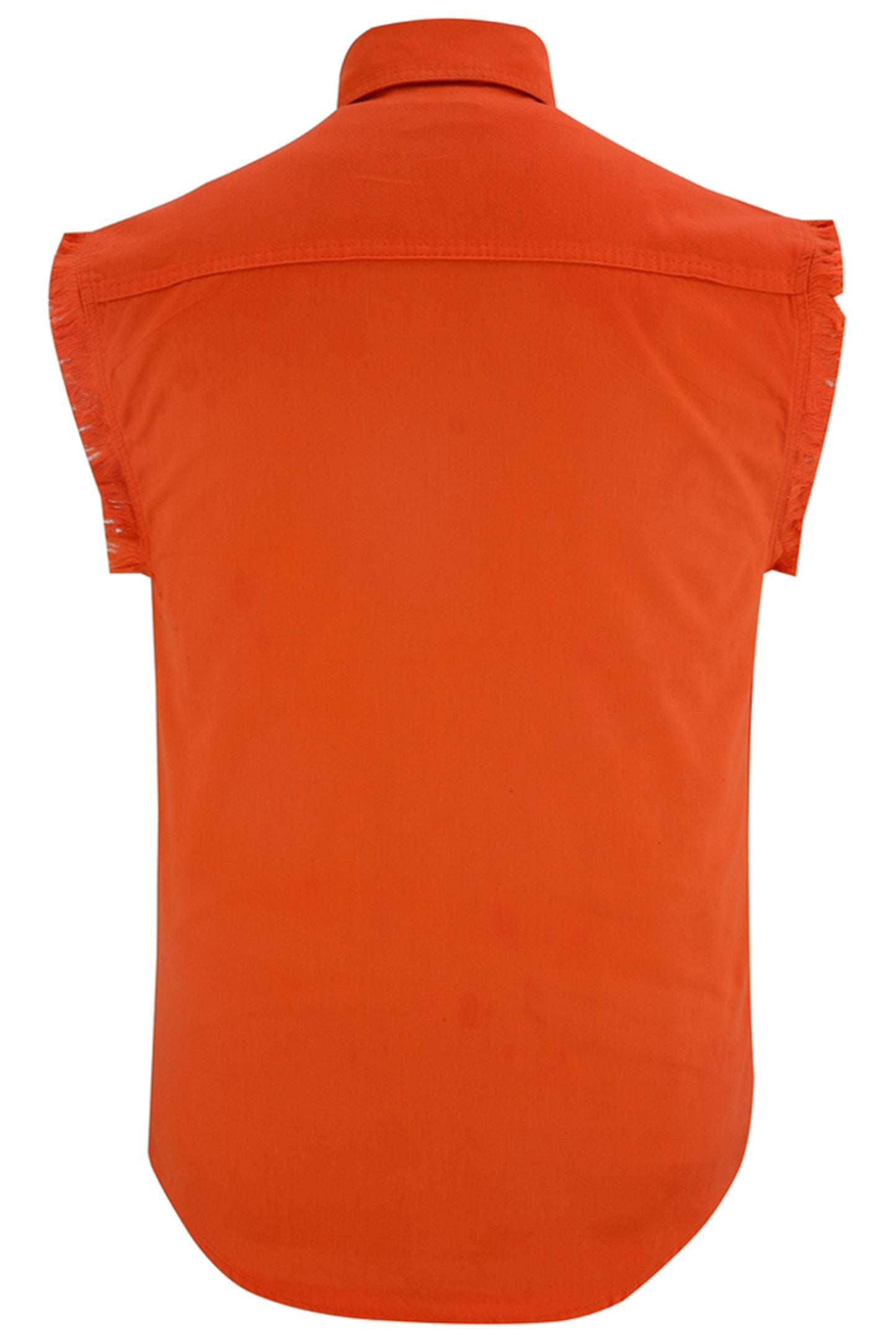 DM Men's Orange Lightweight Sleeveless Denim Shirt