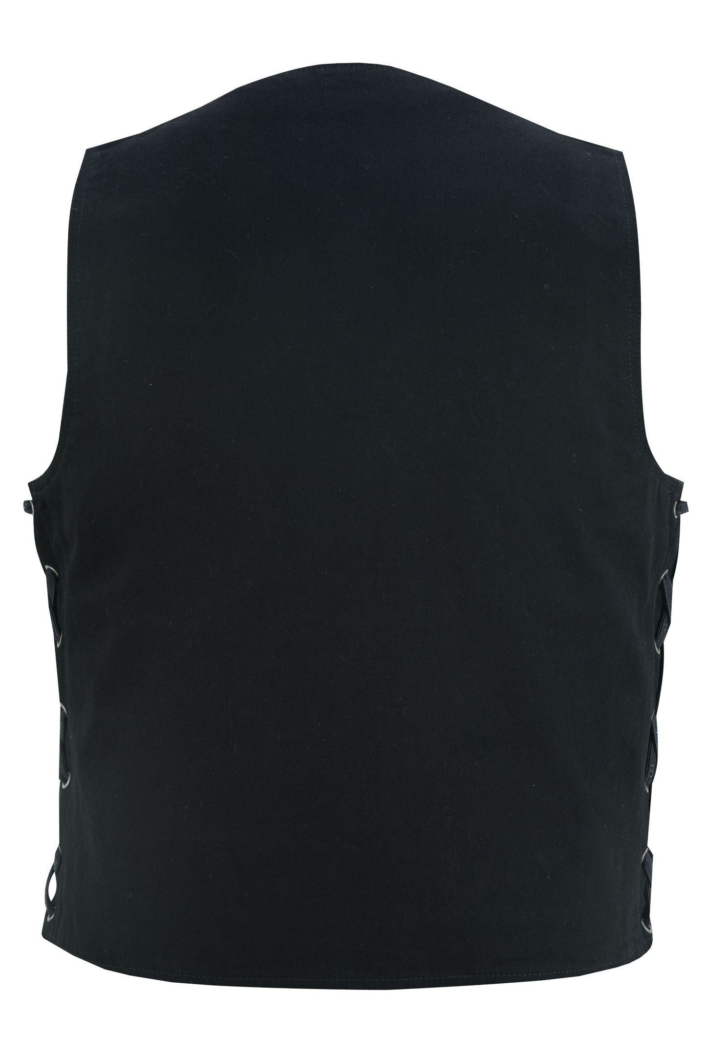 DM Men's Traditional Denim Motorcycle Vest with Side Laces – Smart Access Pockets