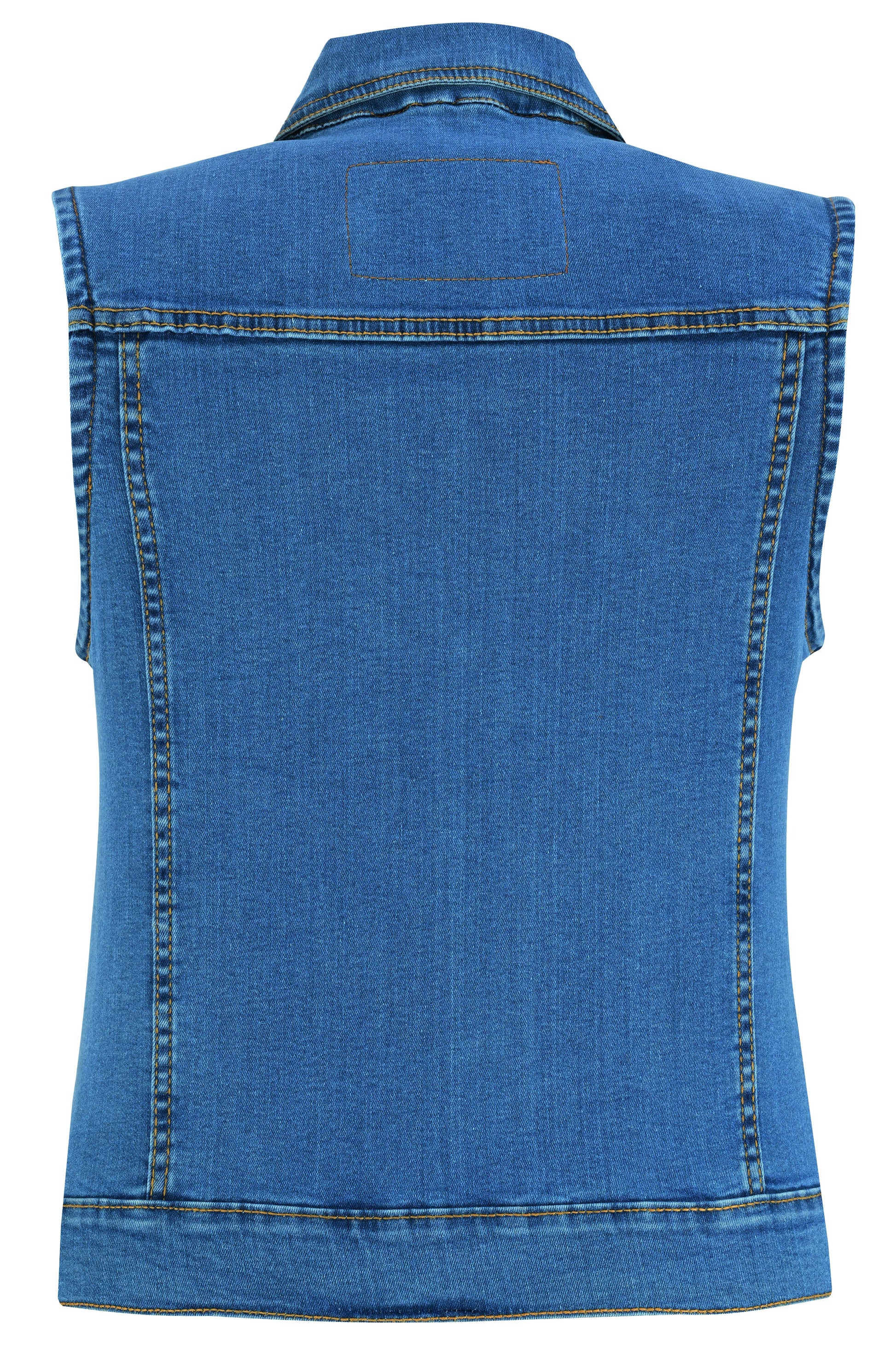 Back DM  Women's Blue Denim Snap Front Vest