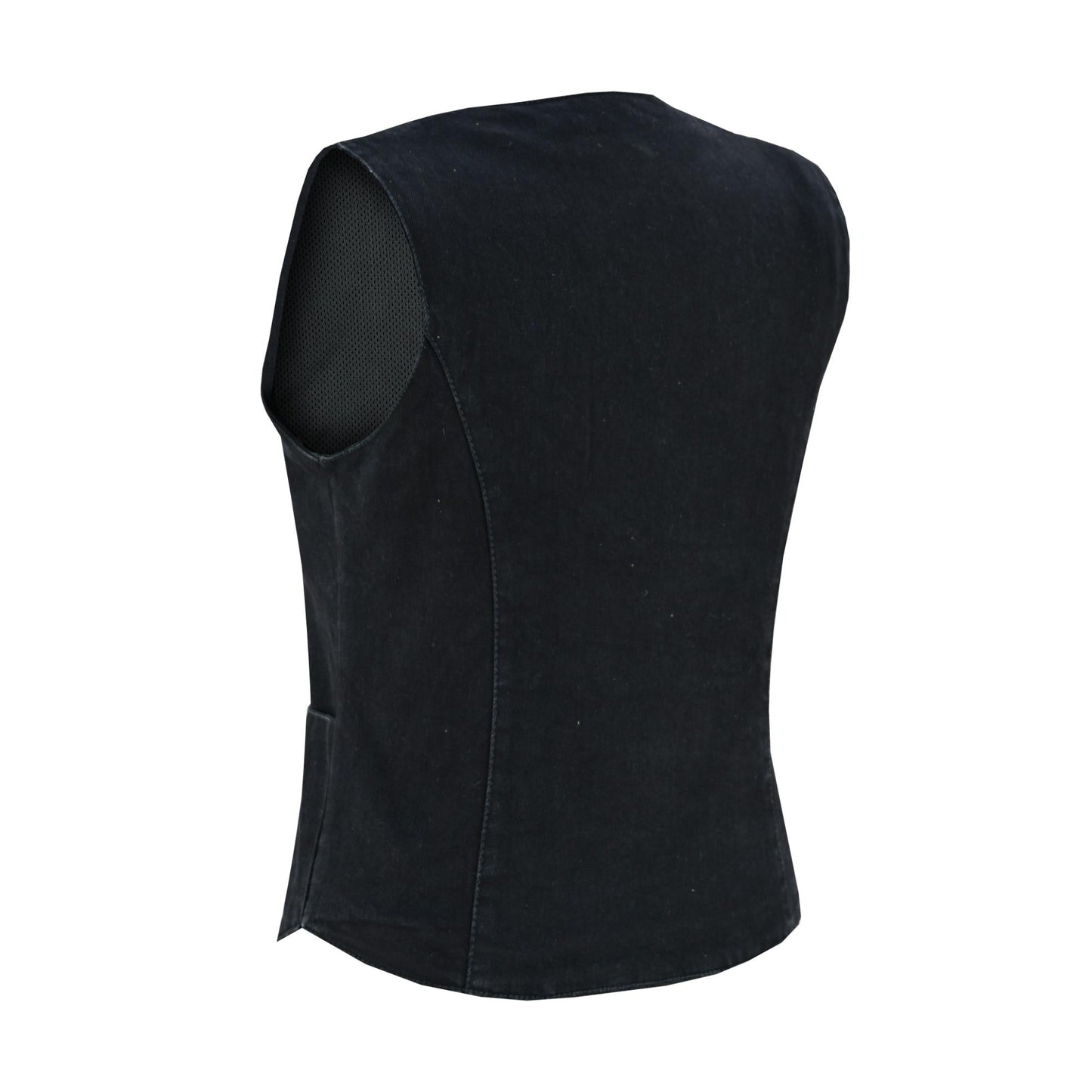 Rear Angle DM Women's Denim Classic Plain Sides Vest