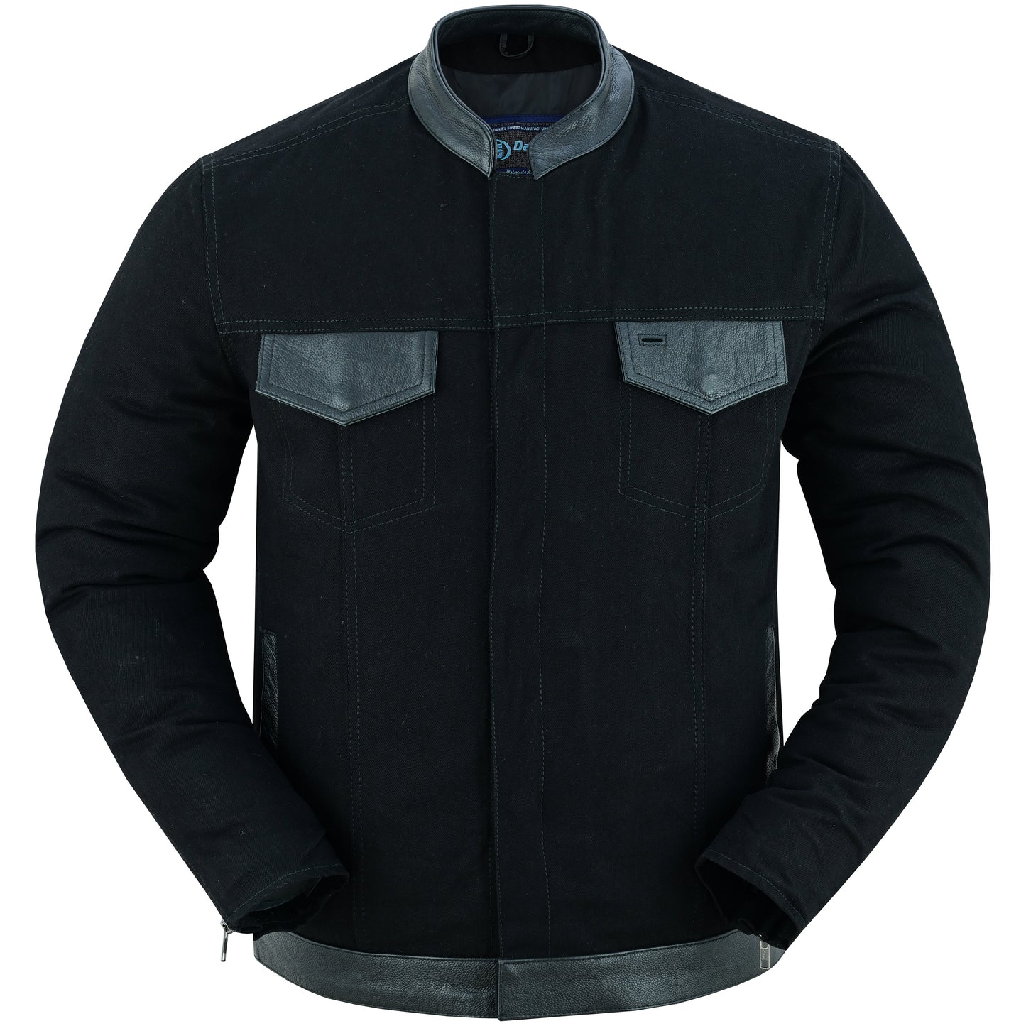 DM Men's Full Cut Denim Jacket – Leather Trim & Hidden Pockets